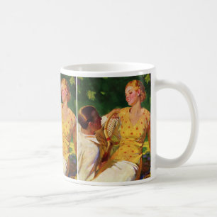 Vintages Tennis, Liebe und Romantik Kaffeetasse
