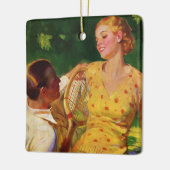 Vintages Tennis, Liebe und Romantik Keramikornament (Links)