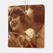 Vintages Tennis, Liebe und Romantik Keramikornament (Links)