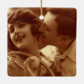 Vintages Tennis, Liebe und Romantik Keramikornament (Rückseite)