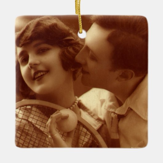 Vintages Tennis, Liebe und Romantik Keramikornament (Vorderseite)