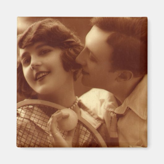 Vintages Tennis, Liebe und Romantik Magnet (Vorne)