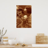 Vintages Tennis, Liebe und Romantik Poster (Küche)