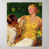 Vintages Tennis, Liebe und Romantik Poster (Vorne)