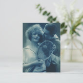 Vintages Tennis, Liebe und Romantik Postkarte (Stehend Vorderseite)