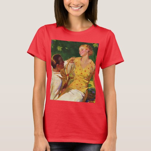 Vintages Tennis, Liebe und Romantik T-Shirt (Vorderseite)