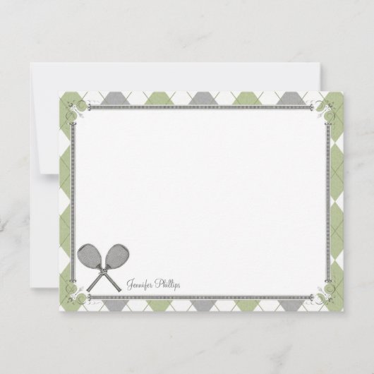 Vintages Tennis-personalisierte flache Einladung (Vorderseite)