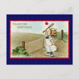 Vintages Tennis Valentine mit Altem Tennis Outfit Postkarte