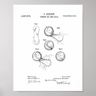 Vintages Tennisball-Patentposter, Original Ball Poster