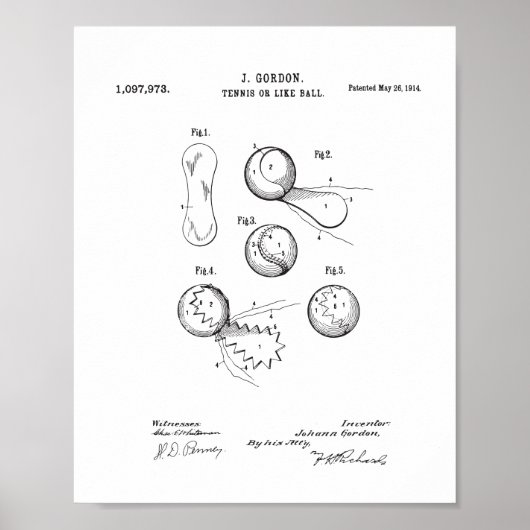 Vintages Tennisball-Patentposter, Original Ball Poster (Vorne)
