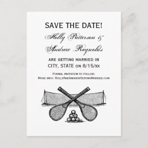 Vintages Tennisnetz, überquerte Racquets, Bälle Ankündigungspostkarte