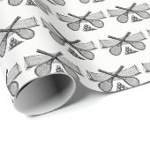 Vintages Tennisnetz, überquerte Racquets, Bälle Geschenkpapier (Rolleneckpunkt)