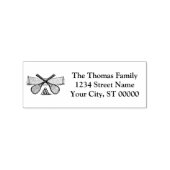 Vintages Tennisnetz, überquerte Racquets, Bälle Gummistempel (Stempel)