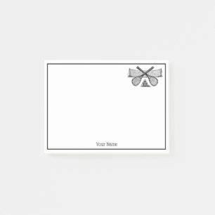 Vintages Tennisnetz, überquerte Racquets, Bälle Post-it Klebezettel