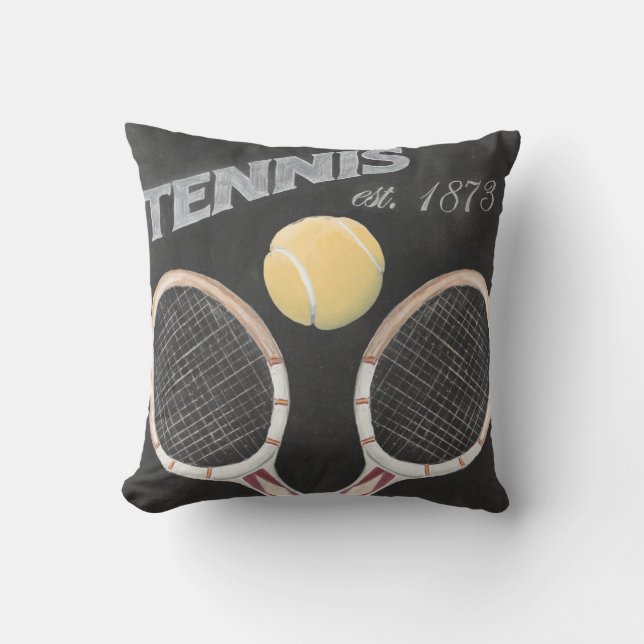 Vintages Tennisplatinendesign Kissen (Vorderseite)