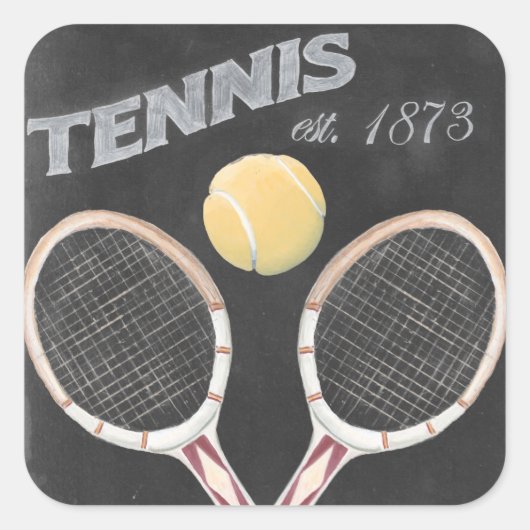 Vintages Tennisplatinendesign Quadratischer Aufkleber (Vorderseite)