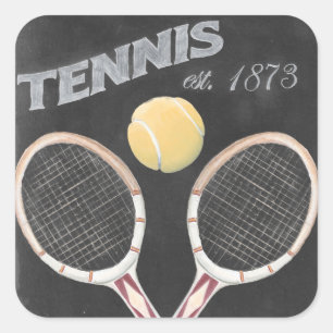 Vintages Tennisplatinendesign Quadratischer Aufkleber