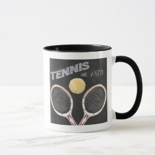 Vintages Tennisplatinendesign Tasse