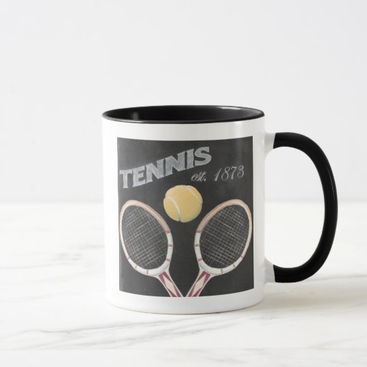 Vintages Tennisplatinendesign Tasse (Rechts)