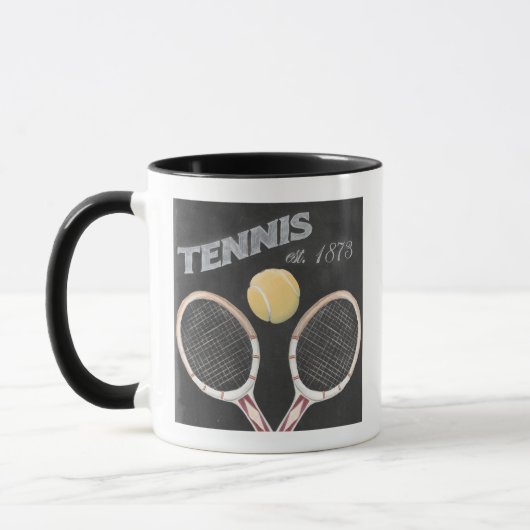 Vintages Tennisplatinendesign Tasse (Links)