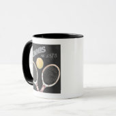 Vintages Tennisplatinendesign Tasse (Vorderseite Links)