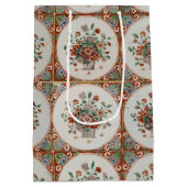 Vintages Terracotta Tiles-Muster Mittlere Geschenktüte (Rückseite)