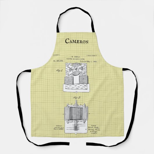 Vintages Tesla Magnetmotorpatent Personalisiert Schürze (Vorderseite)