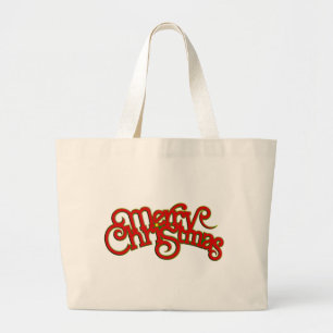 Vintages Textdesign: Frohe Weihnachten Jumbo Stoffbeutel