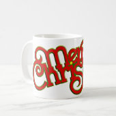 Vintages Textdesign: Frohe Weihnachten Kaffeetasse (Vorderseite Links)