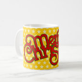 Vintages Textdesign: Frohe Weihnachten Kaffeetasse (Vorderseite Links)