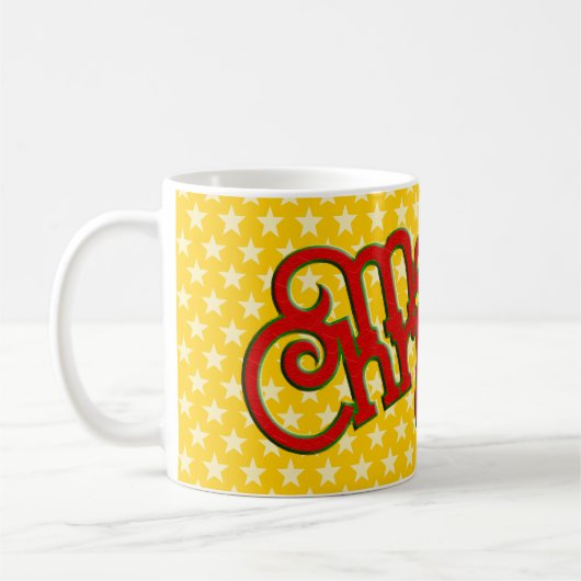 Vintages Textdesign: Frohe Weihnachten Kaffeetasse (Links)