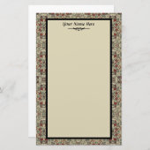 Vintages Textil mit Blume und Vögeln Briefpapier (Vorne/Hinten)