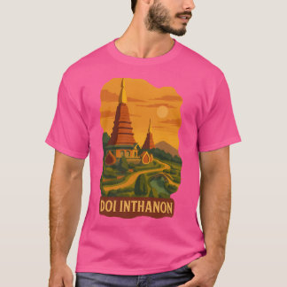 Vintages Thailand Travel Poster Thai Pagoda Garde T-Shirt
