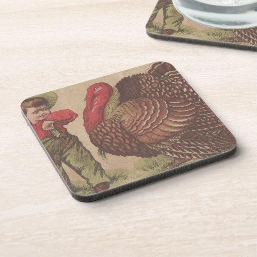 Vintages Thankgiving - Türkei Untersetzer (Linke Seite)