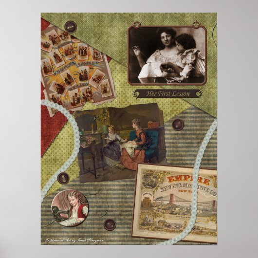 Vintages "The Sewing Lesson" - Handbuch drucken Poster (Vorne)
