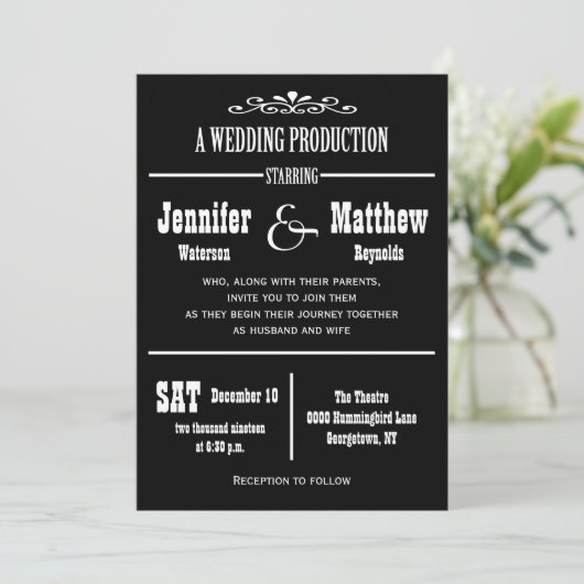 Vintages Theater - Einladungen für Hochzeiten (Stehend Vorderseite)