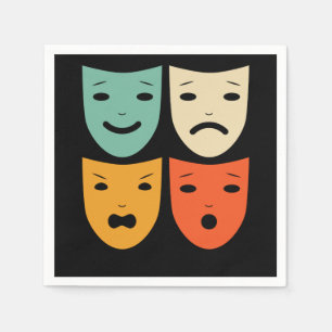 Vintages Theater Masken Theaterstück Schauspieler Serviette