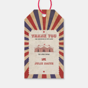 Vintages Thema Circus Baby Dusche Red Carnival Geschenkanhänger