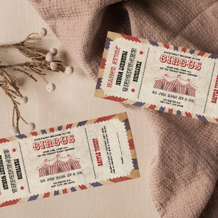 Vintages Thema Circus Baby Dusche Ticket Karneval Einladung