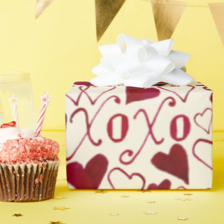 Vintages Thema Valentine XXOO Rote Elfenbeinkallig Geschenkpapier