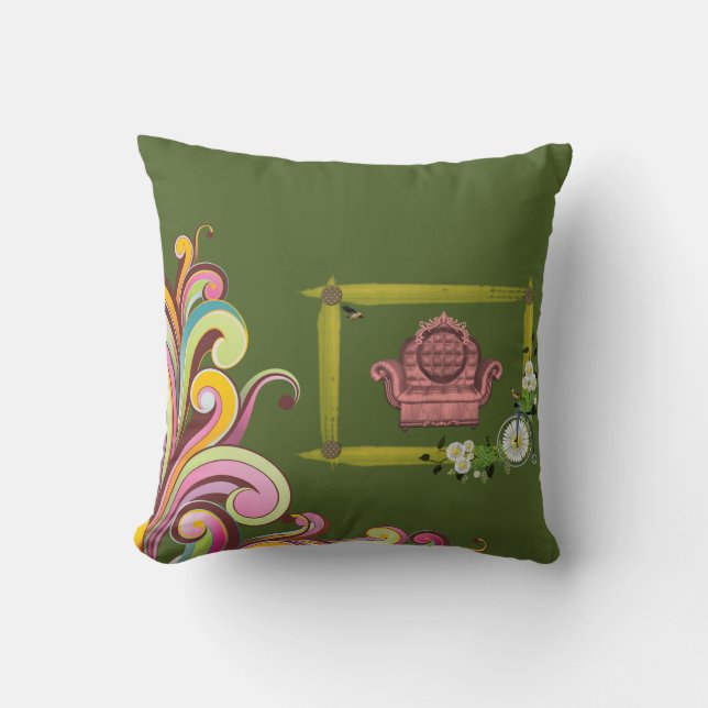 Vintages Throw Kissen (Vorderseite)