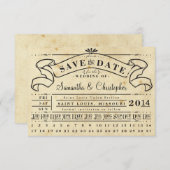 Vintages Ticket-Banner für Lochkarte Save the Date (Vorne/Hinten)