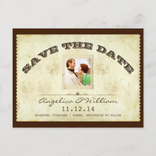 Vintages Ticket Foto Save the Date Postkarten