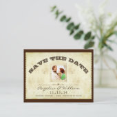 Vintages Ticket Foto Save the Date Postkarten (Stehend Vorderseite)