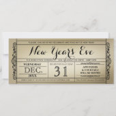Vintages Ticket Neujahrsfest - Party Einladungen (Vorderseite)