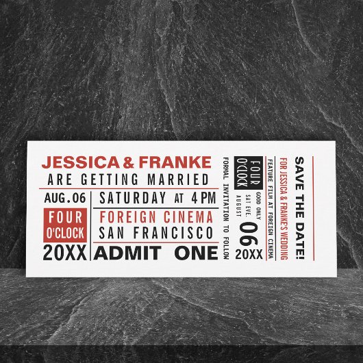 Vintages Ticket Save the Date oder Einladung