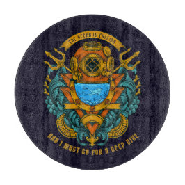 Vintages Tiefsee- und Tauchergrafik Schneidebrett