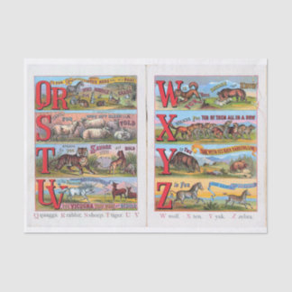 Vintages Tier Alphabet Illustriert Buchgewebe Pa Seidenpapier