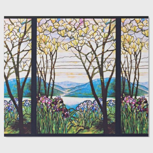 Vintages Tiffany beflecktes Glasfenster Geschenkpapier (Flach)