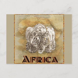 Vintages Tiger Africa Reiseplan Postkarte